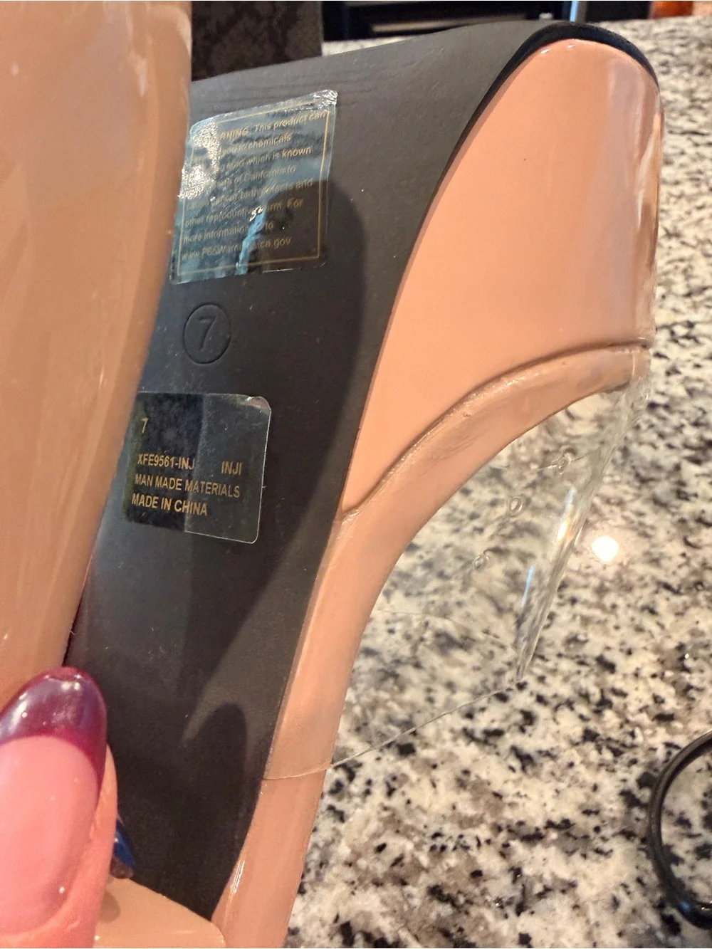 NWT Women’s 8 Cape Robbin Nude Clear Platform Mules with Glossy Nude Heel